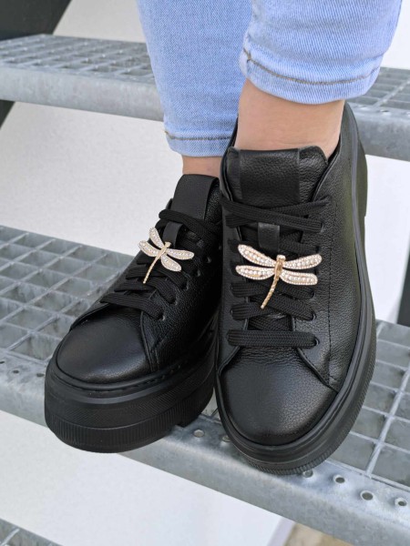 BUTY DAMSKIE SNEAKERSY FARFALLA 1812 czarne - maWer Fashion