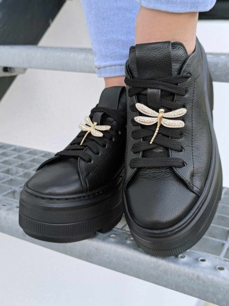 BUTY DAMSKIE SNEAKERSY FARFALLA 1812 czarne - maWer Fashion