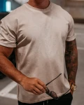T-shirt męski OLAVOGA ETCHER MEN sprany beż  - maWer Fashion