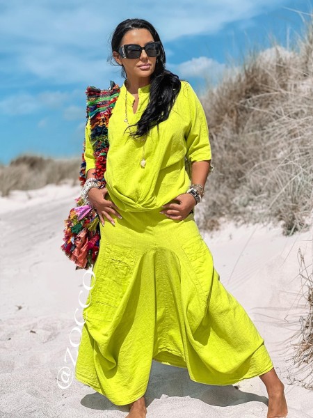 Komplet damski z asymetryczną spódnicą ZOCCO limonka - maWer Fashion