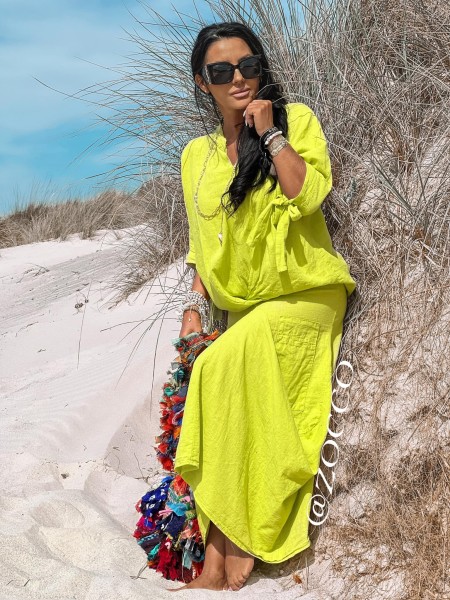 Komplet damski z asymetryczną spódnicą ZOCCO limonka - maWer Fashion