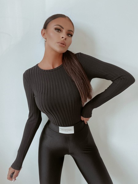 Bluzka damska OLAVOGA BASIC RIB czarna