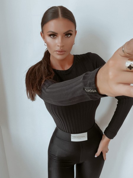 Bluzka damska OLAVOGA BASIC RIB czarna