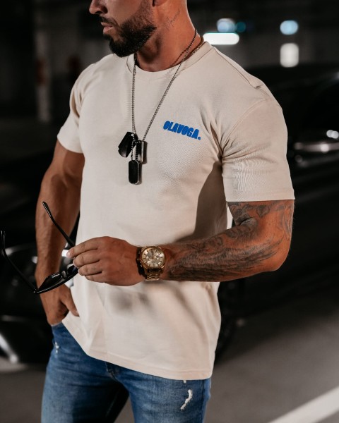 T-shirt męski OLAVOGA UNLOCK beż – maWer Fashion