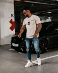 T-shirt męski OLAVOGA UNLOCK beż – maWer Fashion