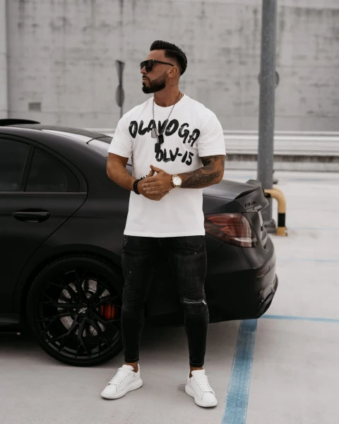 T-shirt męski OLAVOGA DRIP ecru – maWer Fashion