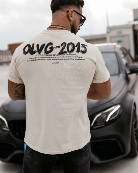 T-shirt męski OLAVOGA DRIP beż – maWer Fashion