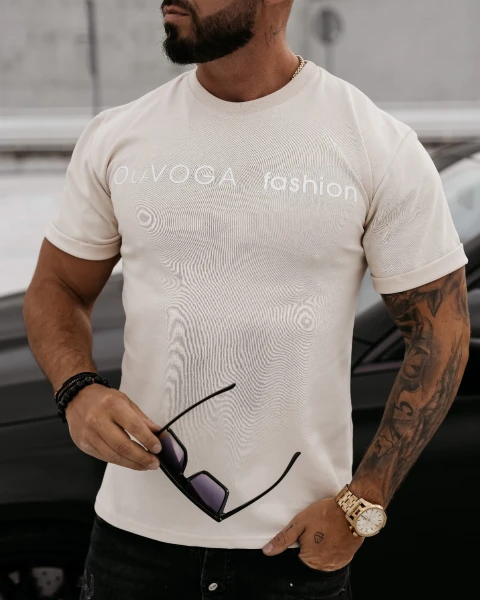 T-shirt męski OLAVOGA ZONE beż  – maWer Fashion
