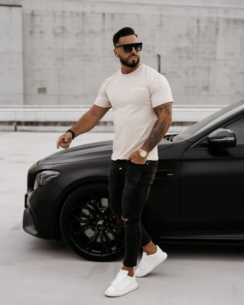 T-shirt męski OLAVOGA ZONE beż  – maWer Fashion