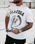 T-shirt męski OLAVOGA FORCE biało - khaki – maWer Fashion