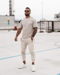 T-shirt męski OLAVOGA SCUPLT beż  – maWer Fashion