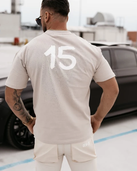T-shirt męski OLAVOGA SCUPLT beż  – maWer Fashion