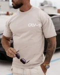 T-shirt męski OLAVOGA SCUPLT beż  – maWer Fashion