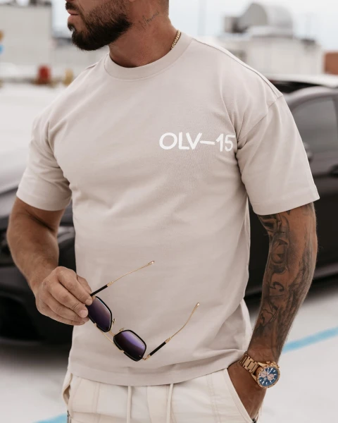 T-shirt męski OLAVOGA SCUPLT beż  – maWer Fashion