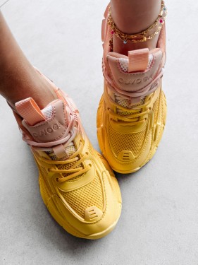 Sneakersy buty damskie OLAVOGA ATHLETIC różowo - żółte