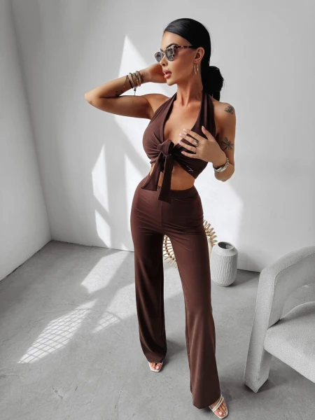 Komplet damski OLAVOGA MOSS brąz - maWer Fashion