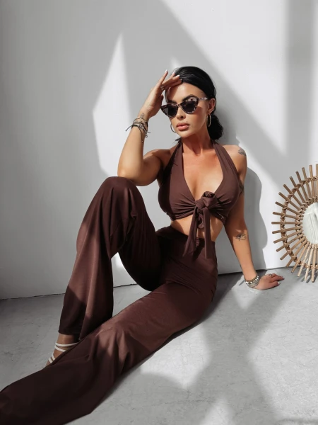 Komplet damski OLAVOGA MOSS brąz - maWer Fashion