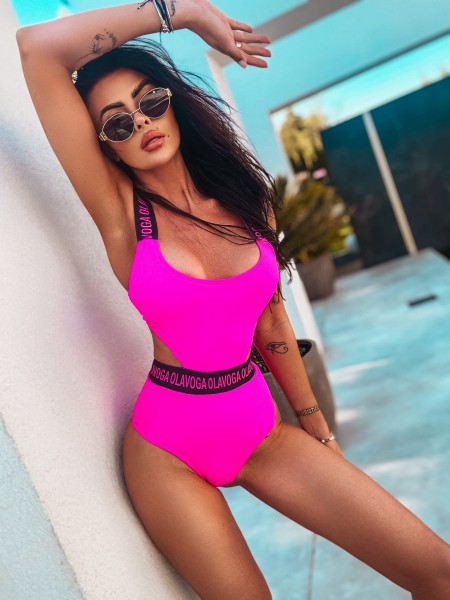 Kostium kąpielowy OLAVOGA SUNFLOWER amarantowy -   maWer Fashion