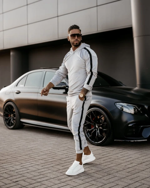 Komplet męski OLAVOGA ELICK jasny szary - maWer Fashion