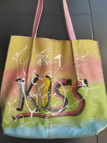 Skórzana torebka shopper ręcznie malowana - maWer Fashion