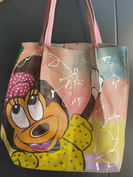 Skórzana torebka shopper ręcznie malowana - maWer Fashion
