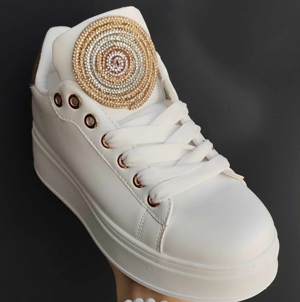 Buty sneakersy damskie z cyrkoniami na języku - maWer Fashion