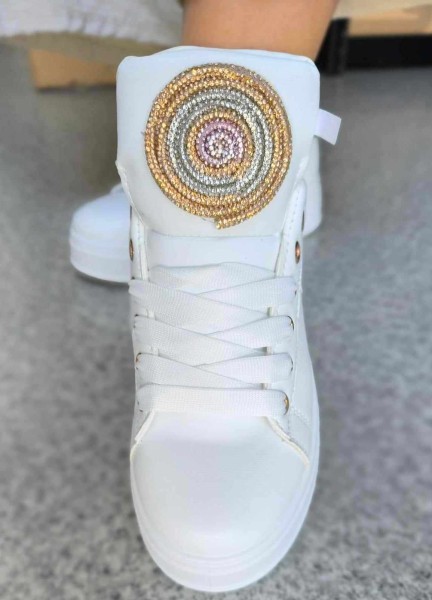 Buty sneakersy damskie z cyrkoniami na języku - maWer Fashion
