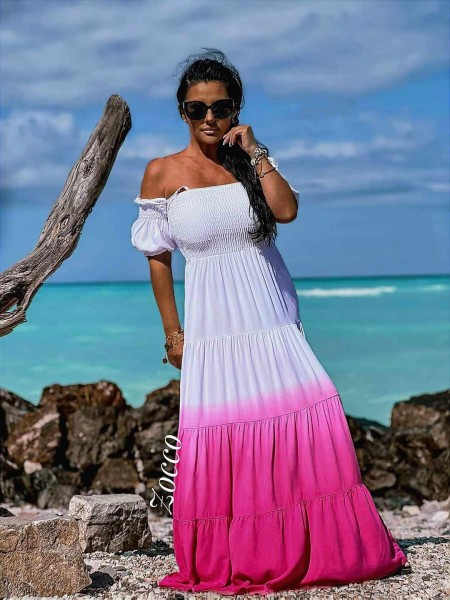 Sukienka maxi z efektem ombre ZOCCO jasny róż - amarant