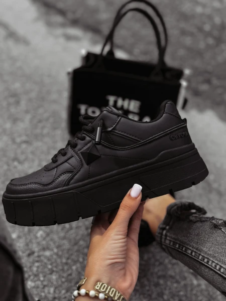 Buty damskie OLAVOGA OFF WHITE czarne - maWer Fashion