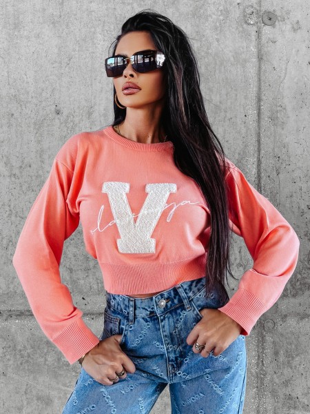 Sweter damski OLAVOGA VINDI brzoskwiniowy - maWer Fashion