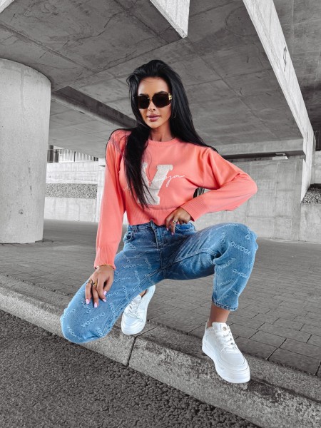 Sweter damski OLAVOGA VINDI brzoskwiniowy - maWer Fashion