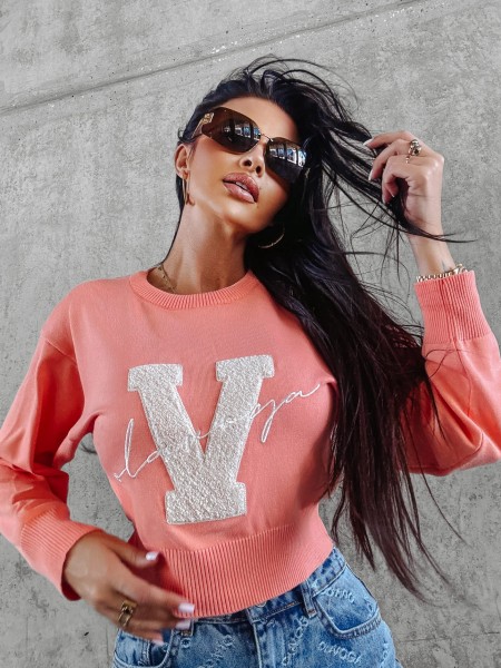 Sweter damski OLAVOGA VINDI brzoskwiniowy - maWer Fashion