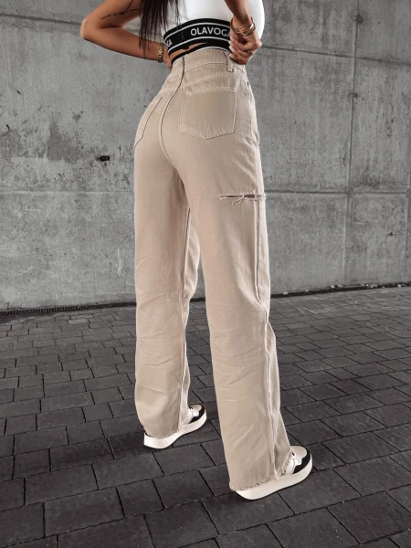 Spodnie damskie OLAVOGA DEIVEN beżowe - maWer Fashion