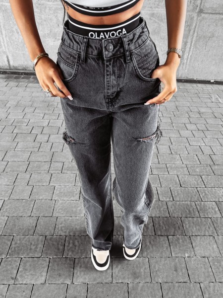 Spodnie damskie OLAVOGA DEIVEN ciemny szary - maWer Fashion
