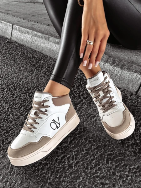 Buty damskie sneakersy OLAVOGA CARMINE beż - ecru - maWer Fashion