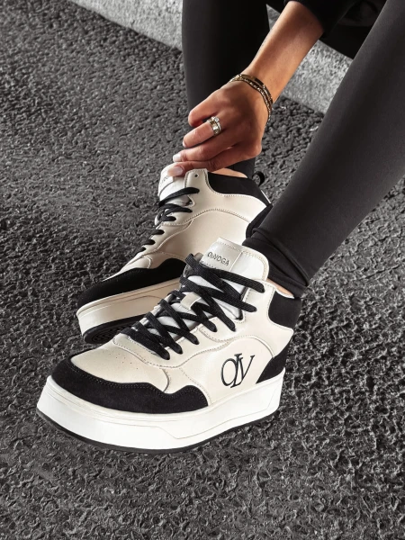 Buty damskie sneakersy OLAVOGA CARMINE czarny - ecru - maWer Fashion