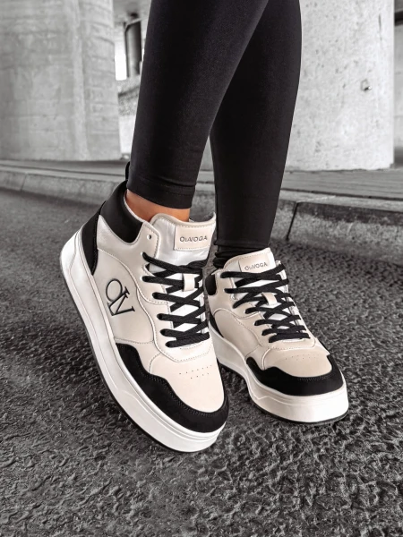 Buty damskie sneakersy OLAVOGA CARMINE czarny - ecru - maWer Fashion