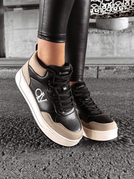 Buty damskie sneakersy OLAVOGA CARMINE beż - czarny - maWer Fashion