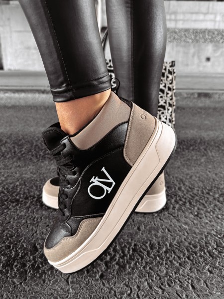 Buty damskie sneakersy OLAVOGA CARMINE beż - czarny - maWer Fashion