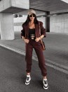 Sportowe spodnie damskie OLAVOGA EVOLVE brąz - maWer Fashion