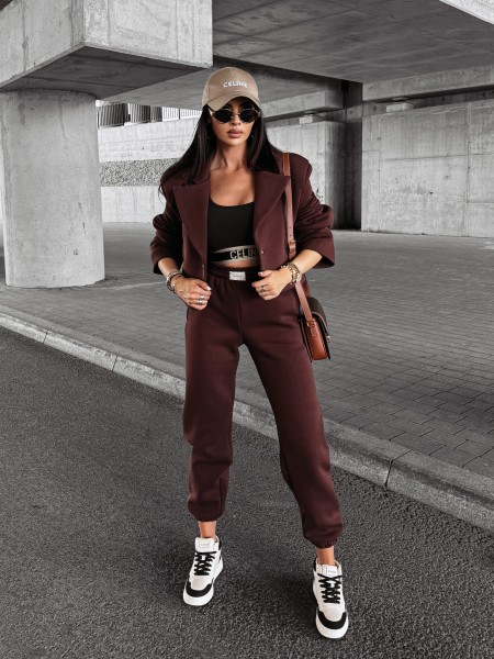 Sportowe spodnie damskie OLAVOGA EVOLVE brąz - maWer Fashion