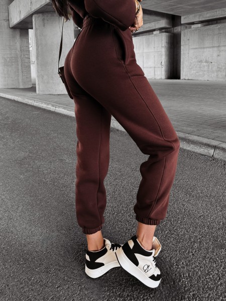 Sportowe spodnie damskie OLAVOGA EVOLVE brąz - maWer Fashion