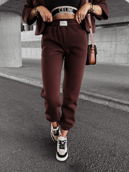 Sportowe spodnie damskie OLAVOGA EVOLVE brąz - maWer Fashion