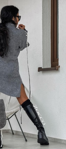 Buty kozaki damskie na koturnie ZOCCO czarne - mawe Fashion