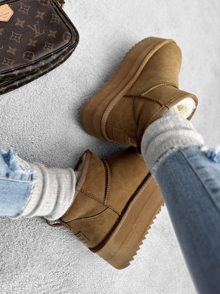 Buty damskie śniegowce OLAVOGA MISTIC camel - maWer Fashion