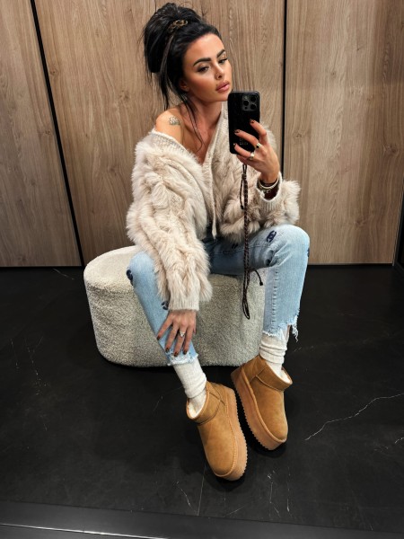 Buty damskie śniegowce OLAVOGA MISTIC camel - maWer Fashion