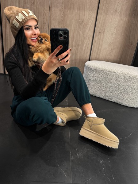 Buty damskie śniegowce OLAVOGA MISTIC beż - maWer Fashion