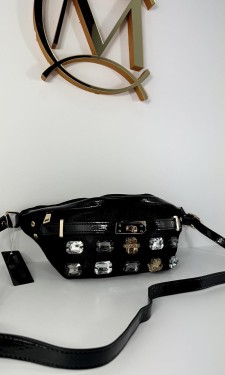 Torebka nerka z kamieniami MASSIMO CONTTI czarna