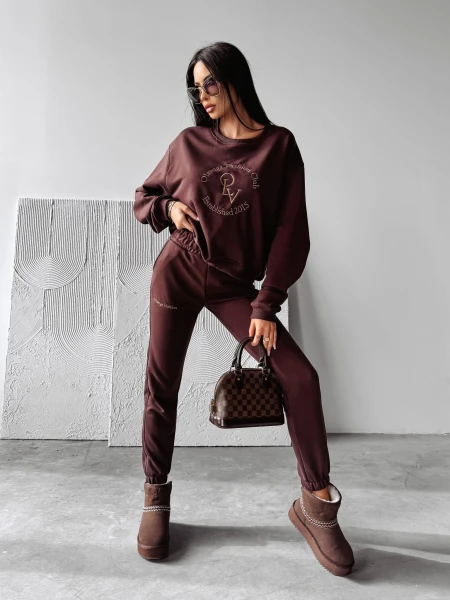 Komplet damski OLAVOGA DOWNTOWN brązowy - maWer Fashion