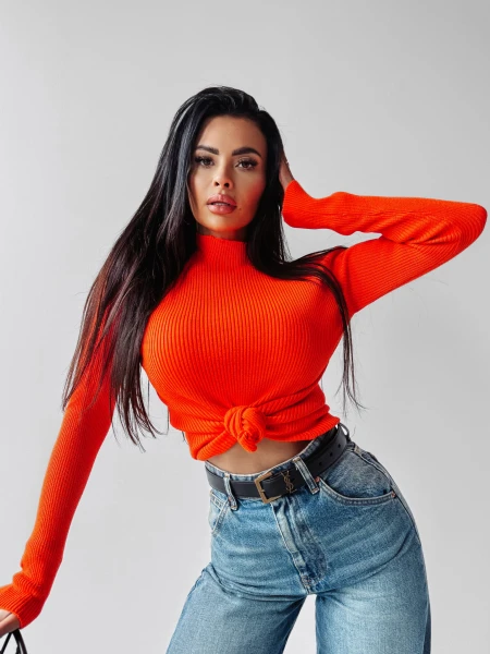 Sweter damski OLAVOGA KRISTIN pomarańczowy - maWer Fashion